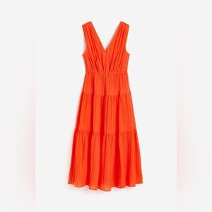H&M Elegant Orange Tiered Sleeveless Midi Dress Small